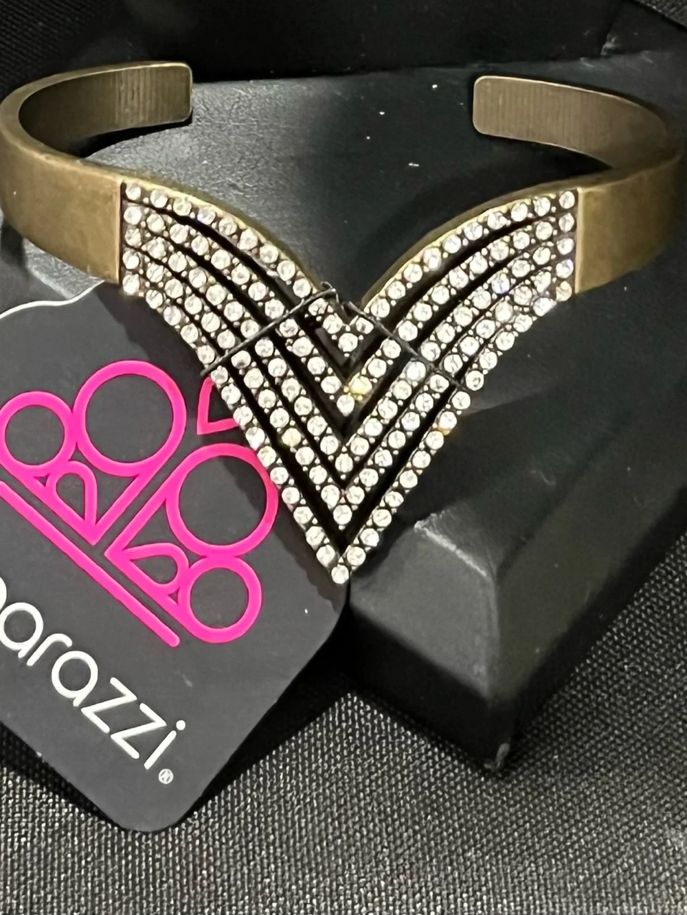 Paparazzi Vince Camuto brassTone Crystal Chevron Cuff Bracelet - Brass